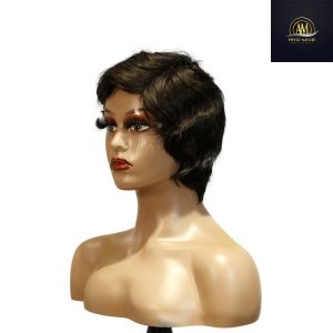 maady hair luxury machine made black wig remy hair h001