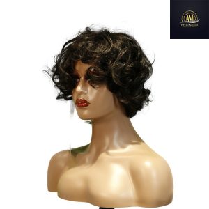 maady hair luxury machine made black wig remy hair tc068