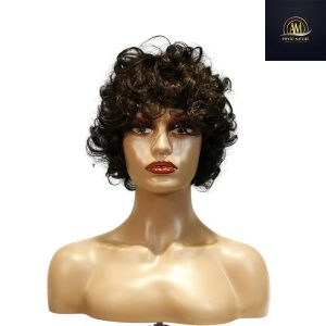 maady hair luxury machine made black wig remy hair tc002