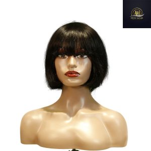 maady hair luxury machine made black wig remy hair h009