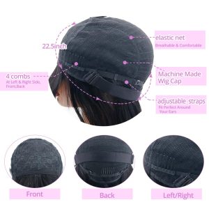 maady hair luxury machine made black wig remy hair tc041