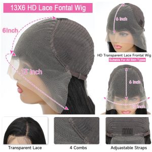 maady hair luxury natural black asian raw hair 13x6 hd lace front wig body wave human hair wig