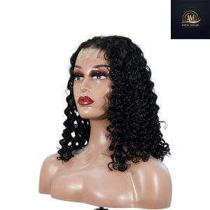 maady hair luxury natural black remy hair 2x6 lace closure deep wave bob human hair wig