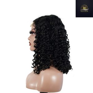 maady hair luxury natural black remy hair 2x6 lace closure deep wave bob human hair wig