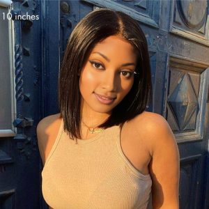 maady hair luxury natural black asian raw hair 2x6 hd lace closure straight bob human hair wig