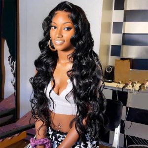 maady hair luxury natural black remy hair 6x7 lace closure body wave human hair wig