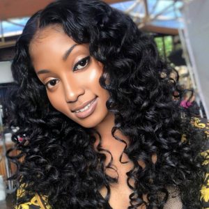 maady hair luxury natural black remy hair 5x5 lace closure bouncy curls human hair wig