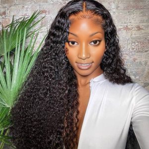 maady hair luxury 13x4 kinky curly lace front wig natural black remy hair