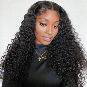 maady hair luxury 13x4 deep wave lace front wig natural black remy hair