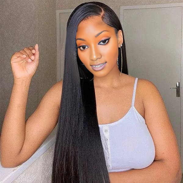 maady hair luxury 13x6 double drams straight lace front wig black remy hair
