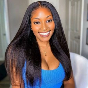 maady hair luxury natural black remy hair 6x7 lace closure yaki straight human hair wig
